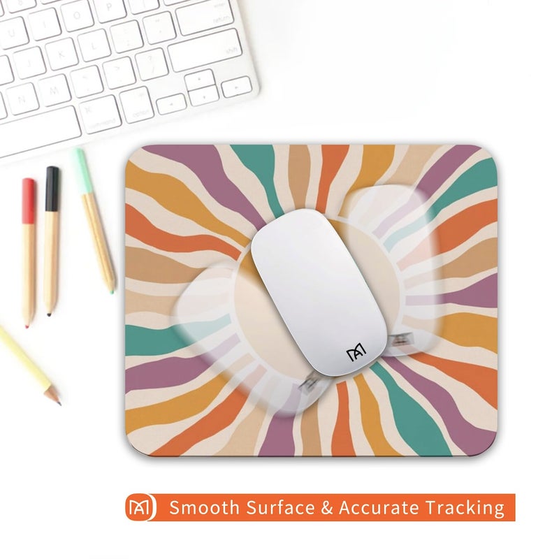 Armanza Square Mouse Pad Retro Sun,Personalized Premium-Textured Custom Mouse Mat Design,Washable Mousepad Lycra Cloth,Non-Slip Rubber Base Computer Mouse Pads for Wireless Mouse - Image 4